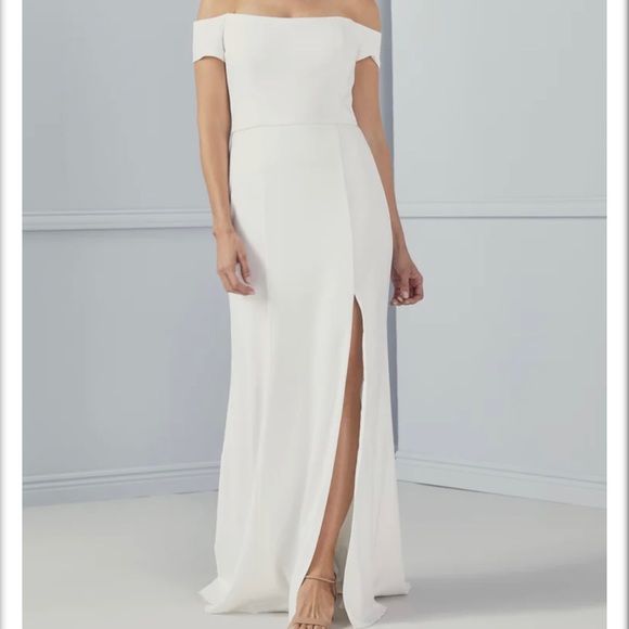 Amsale Long Bridesmaid Dress Eden Ivory - Picture 6 of 7